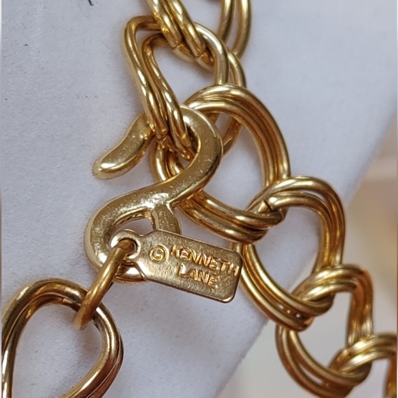 Kenneth Lane Statement Necklace Gold Black Long - Picture 3 of 5